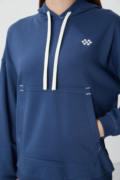 Parliament Compact Cotton Thick Smooth Textured Hooded Oversize Fit Women's Sweatshirt - 97291