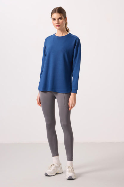 Parliament Soft Textured O Collar Comfort Fit Women's Tunic Sweatshirt - 97305