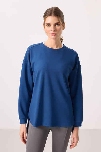 Parliament Soft Textured O Collar Comfort Fit Women's Tunic Sweatshirt - 97305
