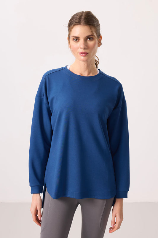 Parliament Soft Textured O Collar Comfort Fit Women's Tunic Sweatshirt - 97305