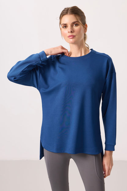 Parliament Soft Textured O Collar Comfort Fit Women's Tunic Sweatshirt - 97305