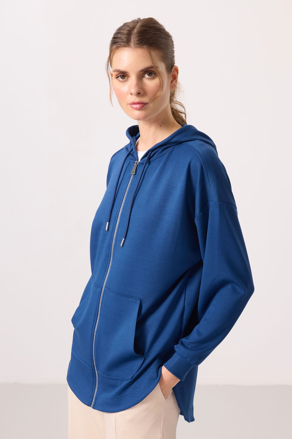 Parliament Soft Textured Hooded Oversize Women's Tunic Sweatshirt - 97302