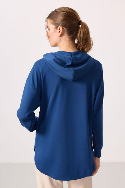 Parliament Soft Textured Hooded Oversize Women's Tunic Sweatshirt - 97302