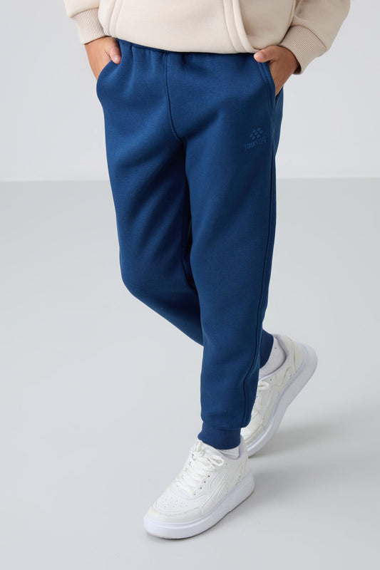 Cotton Thick Inner Fleece Soft Woven Standard Fit Embroidered Tracksuit Pants - 11224