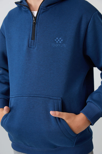 Parliament Cotton Thick Fleece-Lined Soft Textured Standard Fit Embroidered Boys' Sweatshirt - 11244