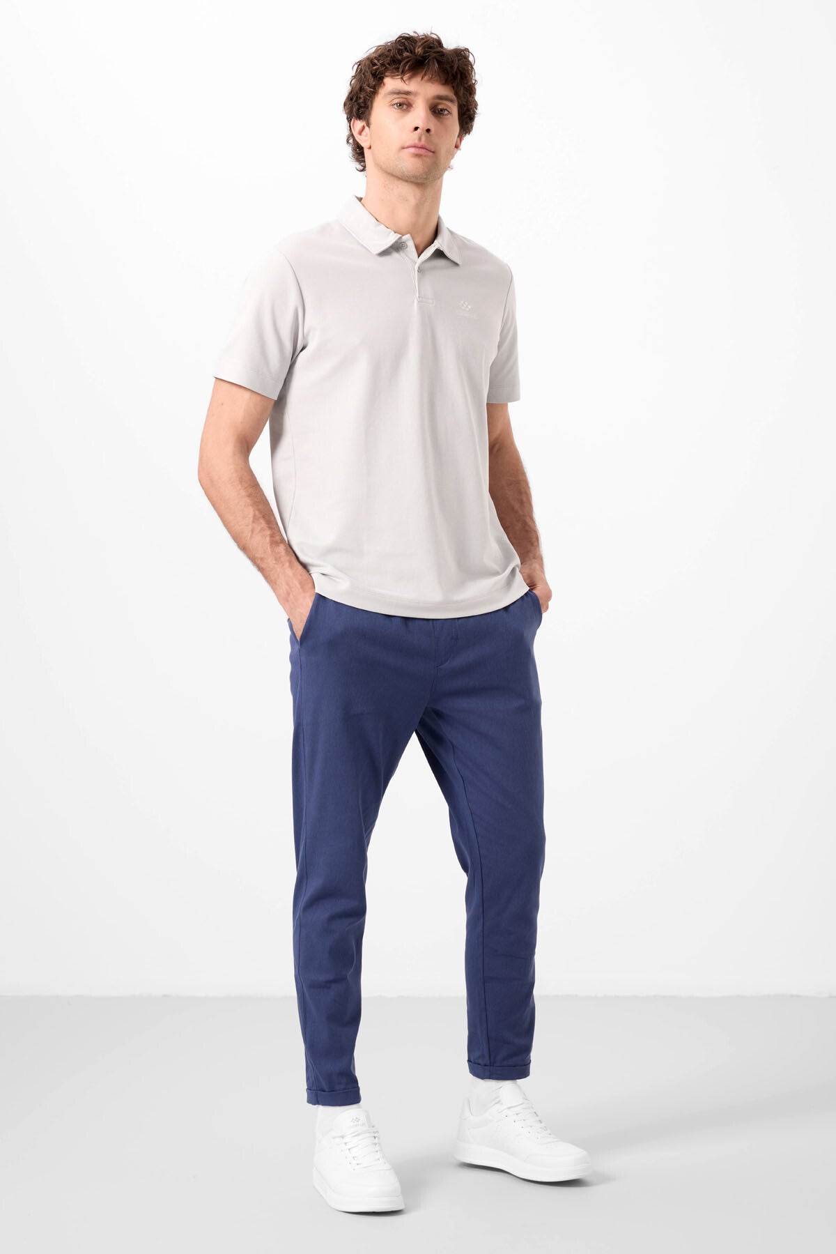Standard Fit Weaving Lightweight Flexible Chino Men's Trousers - 82178