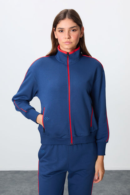 Parliament Compact Cotton Thick Smooth Textured Stand Collar Oversize Fit Women's Tracksuit Set - 95340
