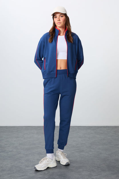 Parliament Compact Cotton Thick Smooth Textured Stand Collar Oversize Fit Women's Tracksuit Set - 95340