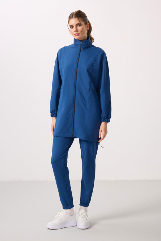 Parliament High Collar Zippered Comfort Fit Women's Tracksuit Tunic Set - 95345