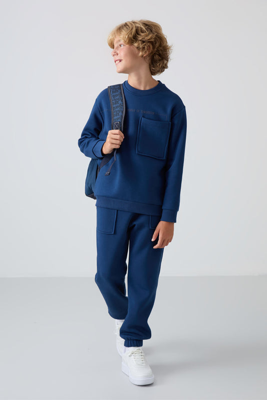 Parliament Cotton Thick Fleece-Lined Soft Textured Standard Fit Printed Boys' Tracksuit Set - 11257