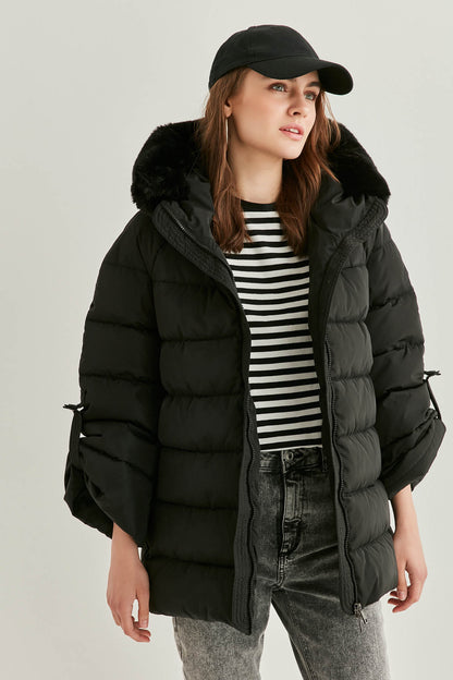 COMFY CAPITONE JACKET WITH PLUSH HOODIE