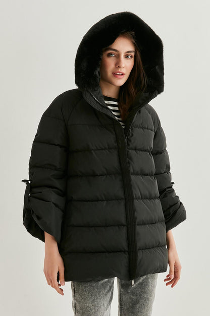 COMFY CAPITONE JACKET WITH PLUSH HOODIE