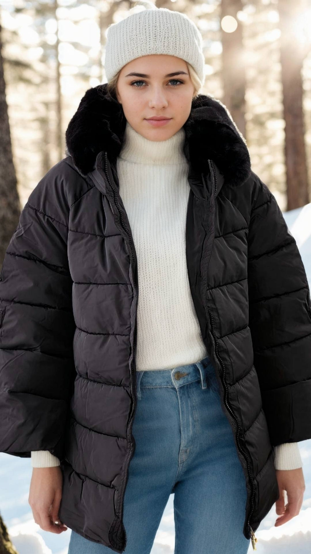 COMFY CAPITONE JACKET WITH PLUSH HOODIE