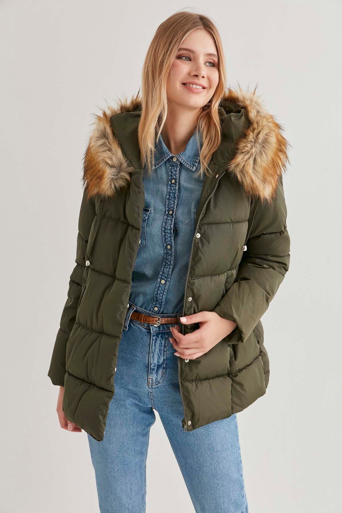JACKET WITH PLUSH FUR HOODIE