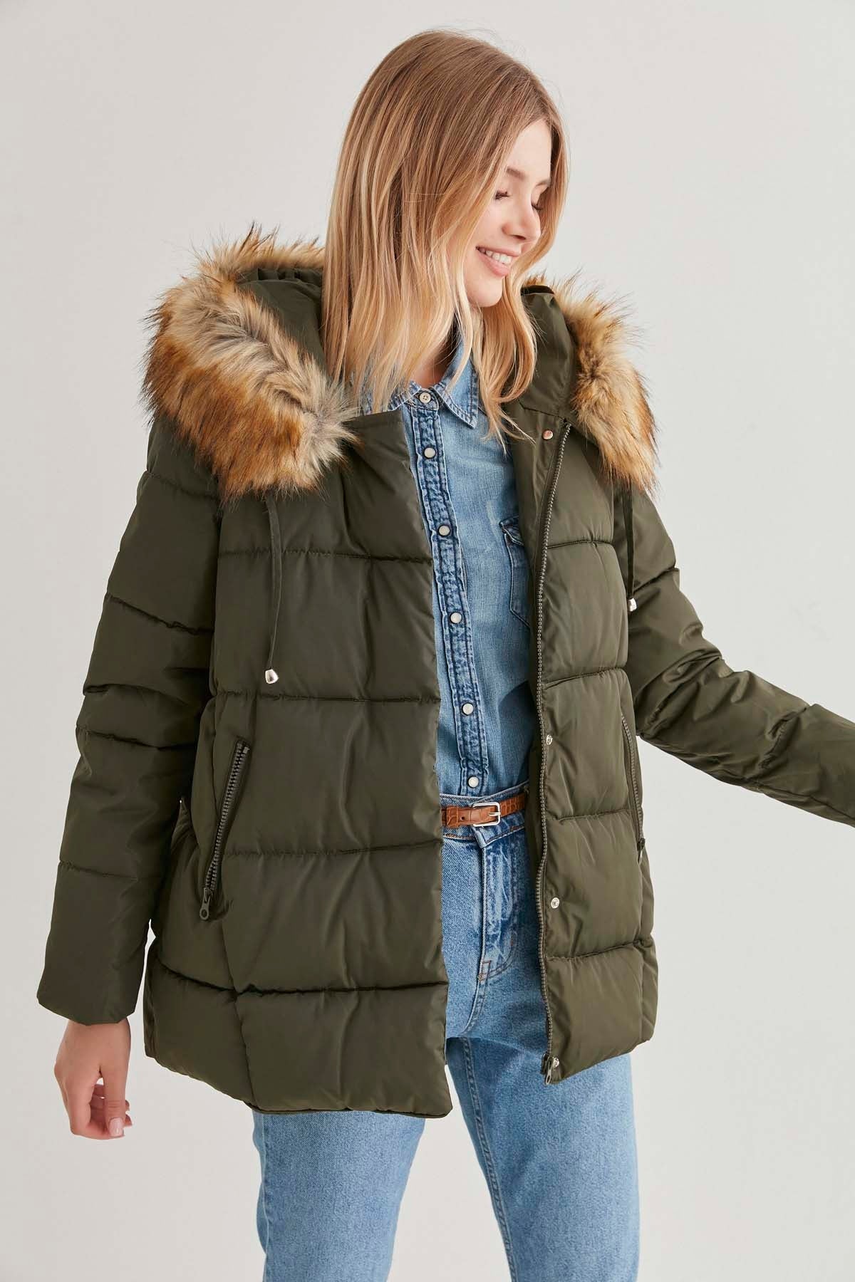 JACKET WITH PLUSH FUR HOODIE