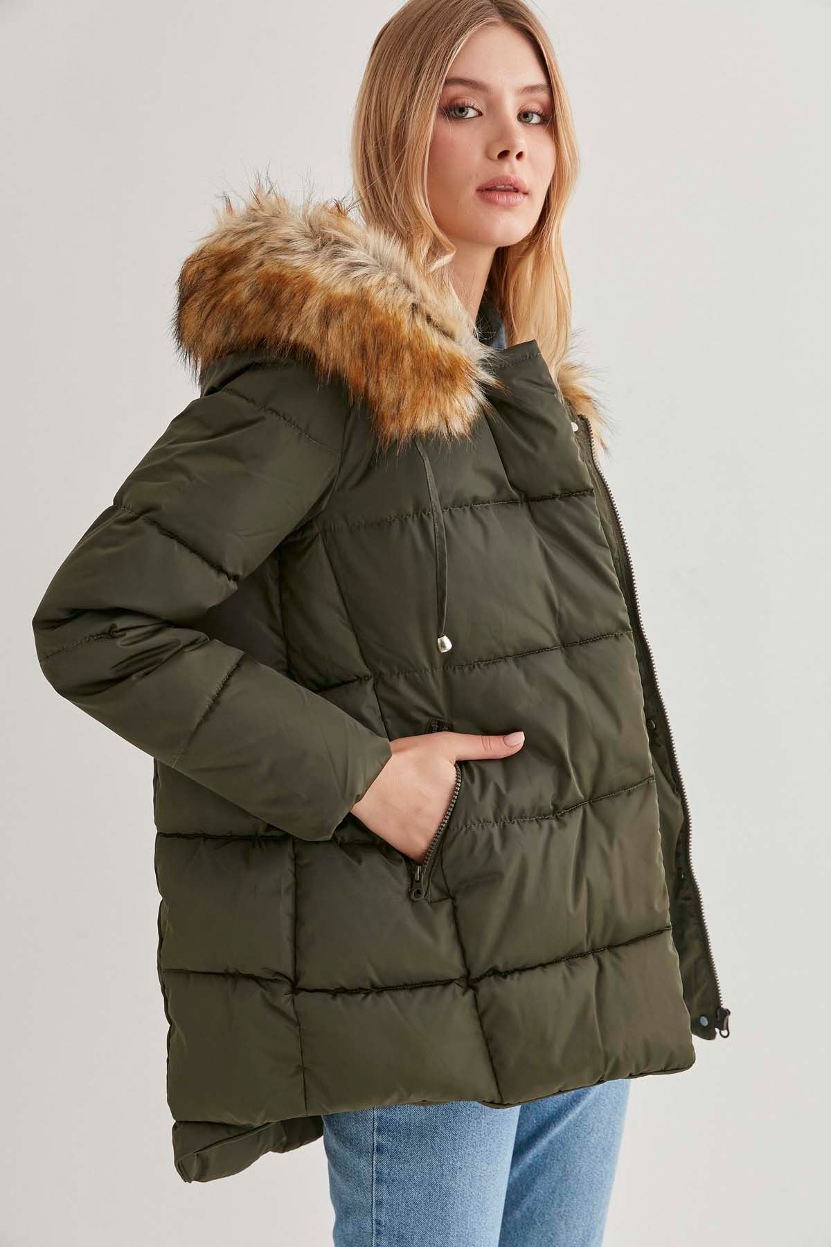 JACKET WITH PLUSH FUR HOODIE