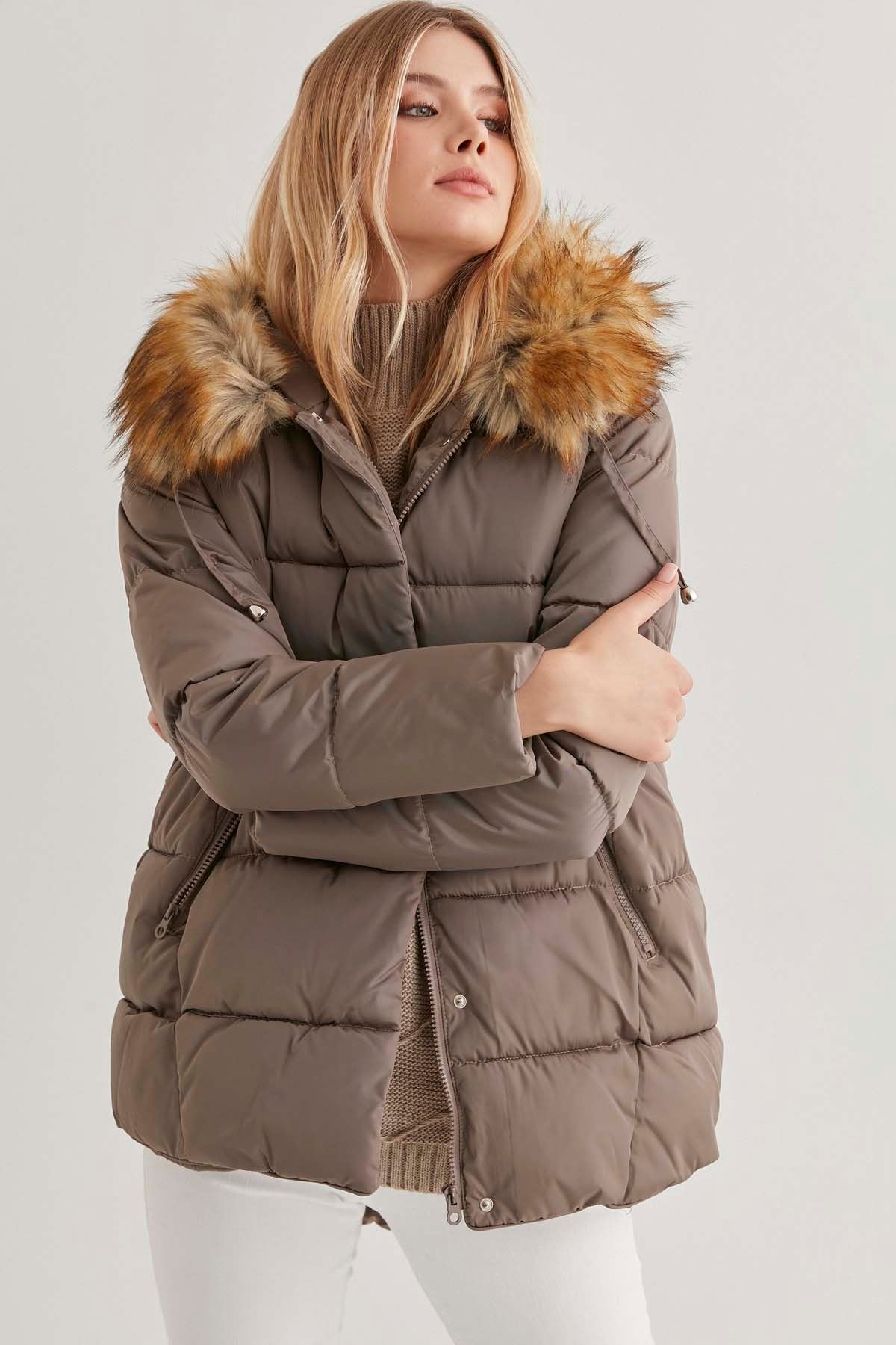 JACKET WITH PLUSH FUR HOODIE