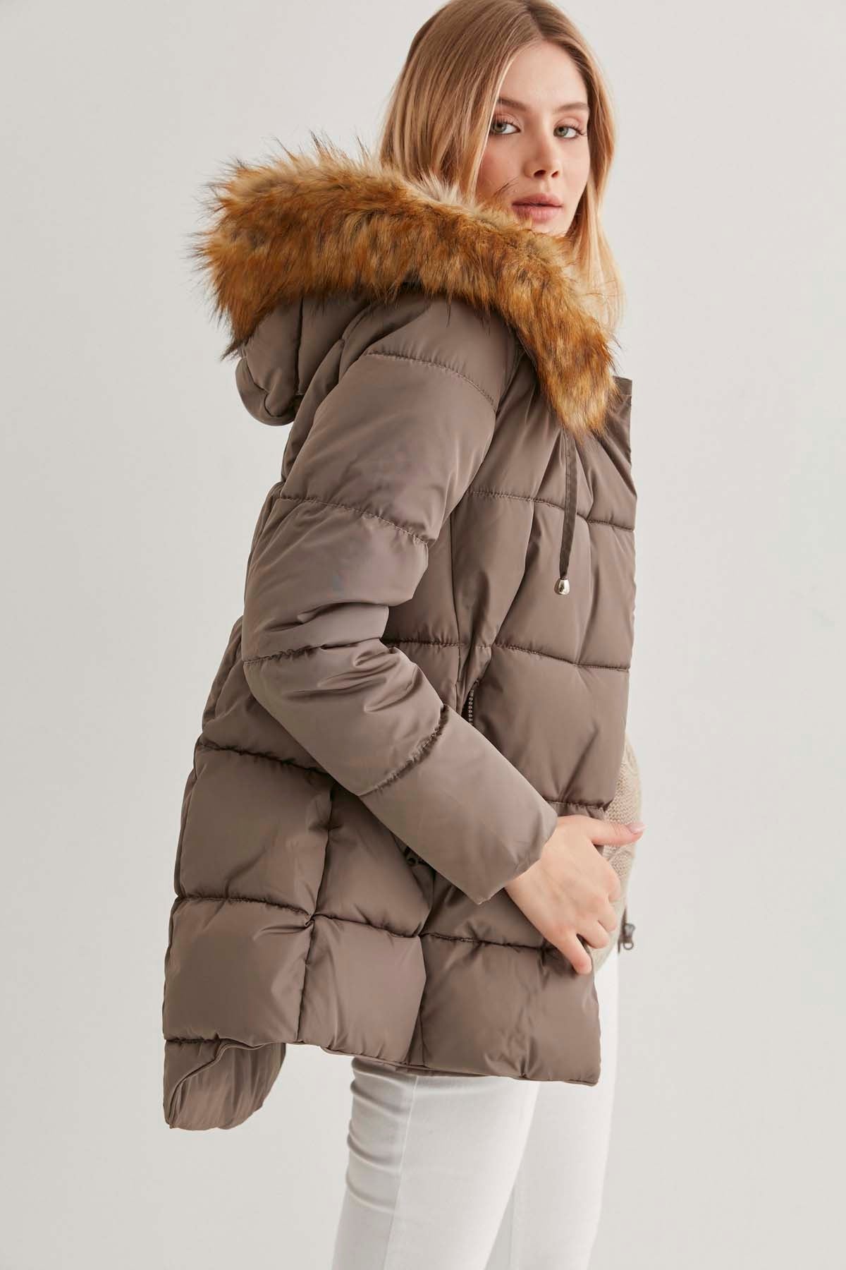 JACKET WITH PLUSH FUR HOODIE