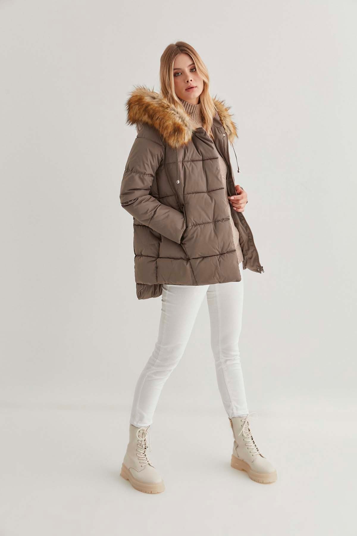 JACKET WITH PLUSH FUR HOODIE
