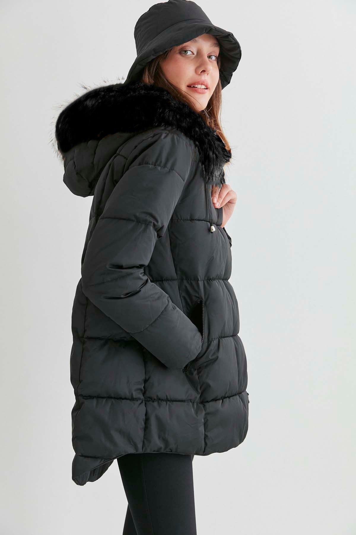 JACKET WITH PLUSH FUR HOODIE