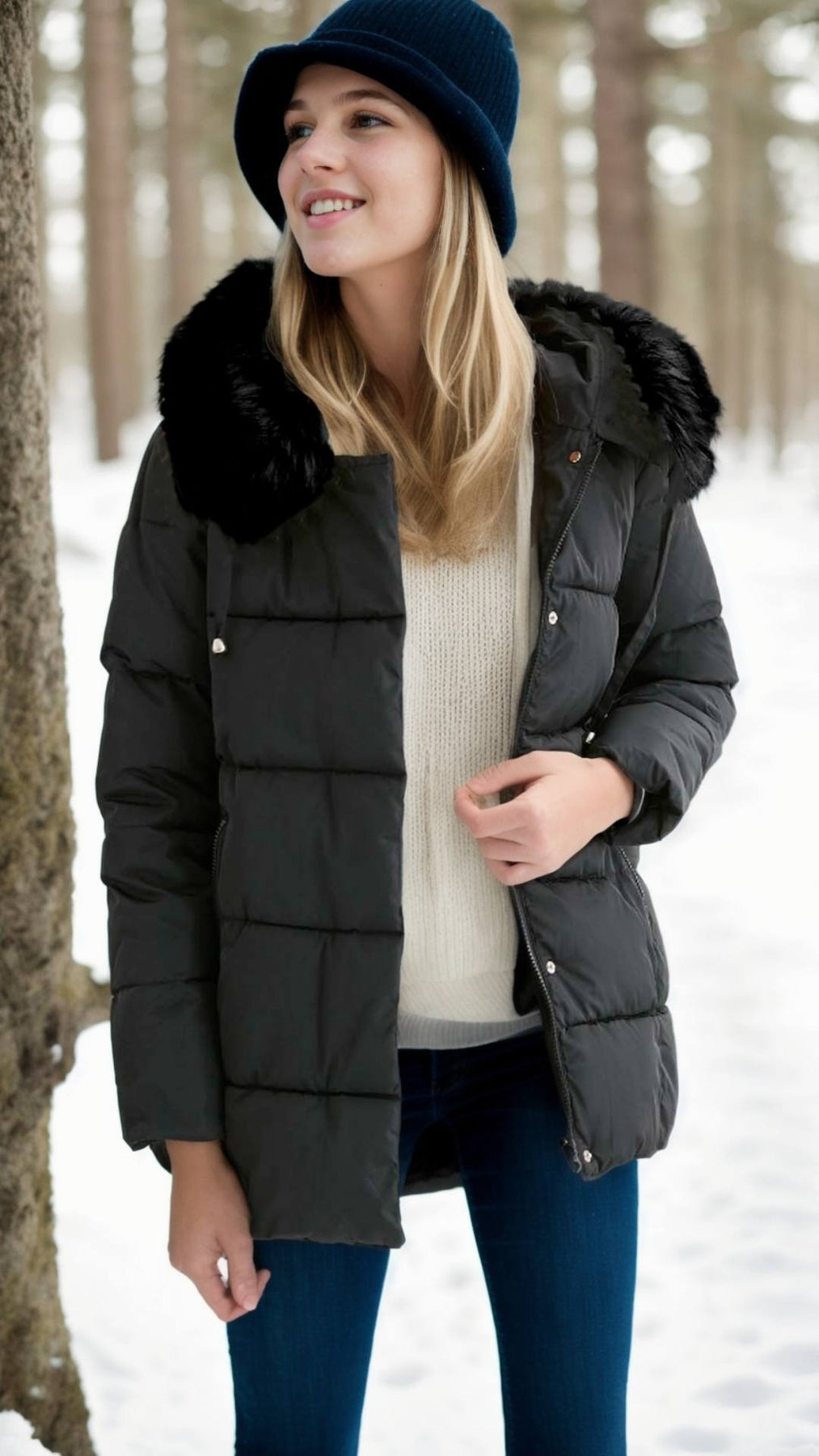 JACKET WITH PLUSH FUR HOODIE