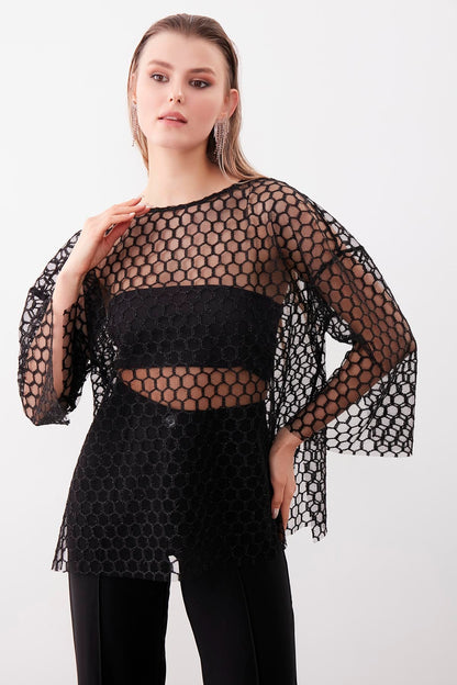 HONEYCOMB TRANSPARENT BLOUSE