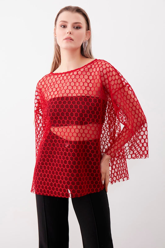 HONEYCOMB TRANSPARENT BLOUSE