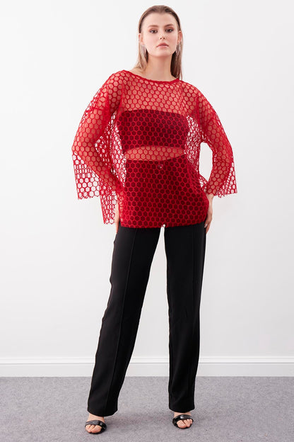 HONEYCOMB TRANSPARENT BLOUSE