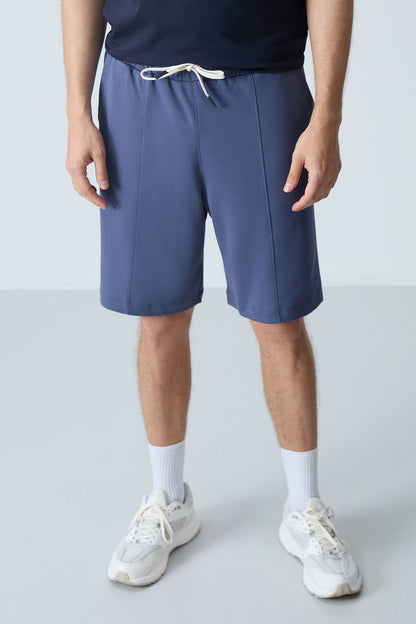 Petrol Cotton Thick Soft Textured Standard Fit Basic Men's Shorts - 81277