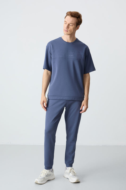 Cotton Blend Thick Soft Textured Oversize Fit Basic Men's Tracksuit Set - 85261