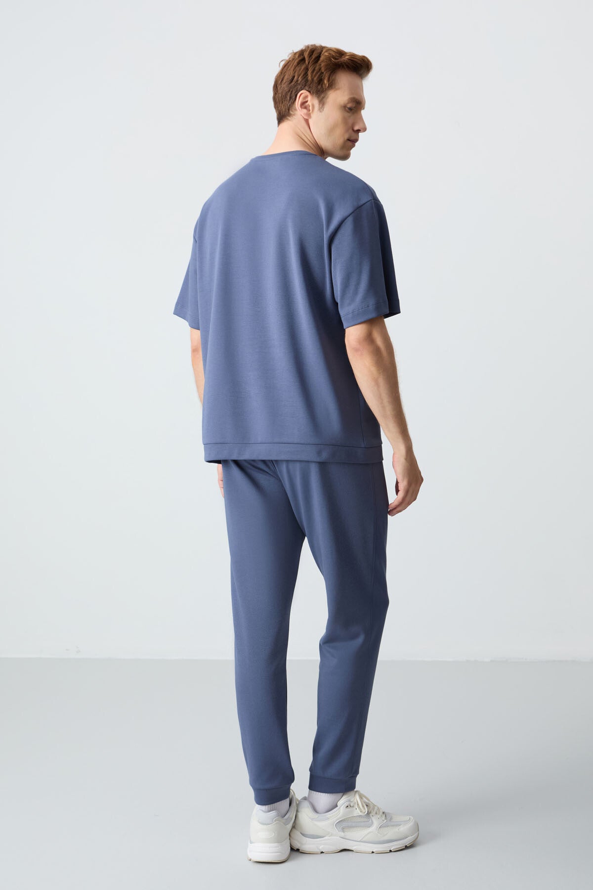 Cotton Blend Thick Soft Textured Oversize Fit Basic Men's Tracksuit Set - 85261