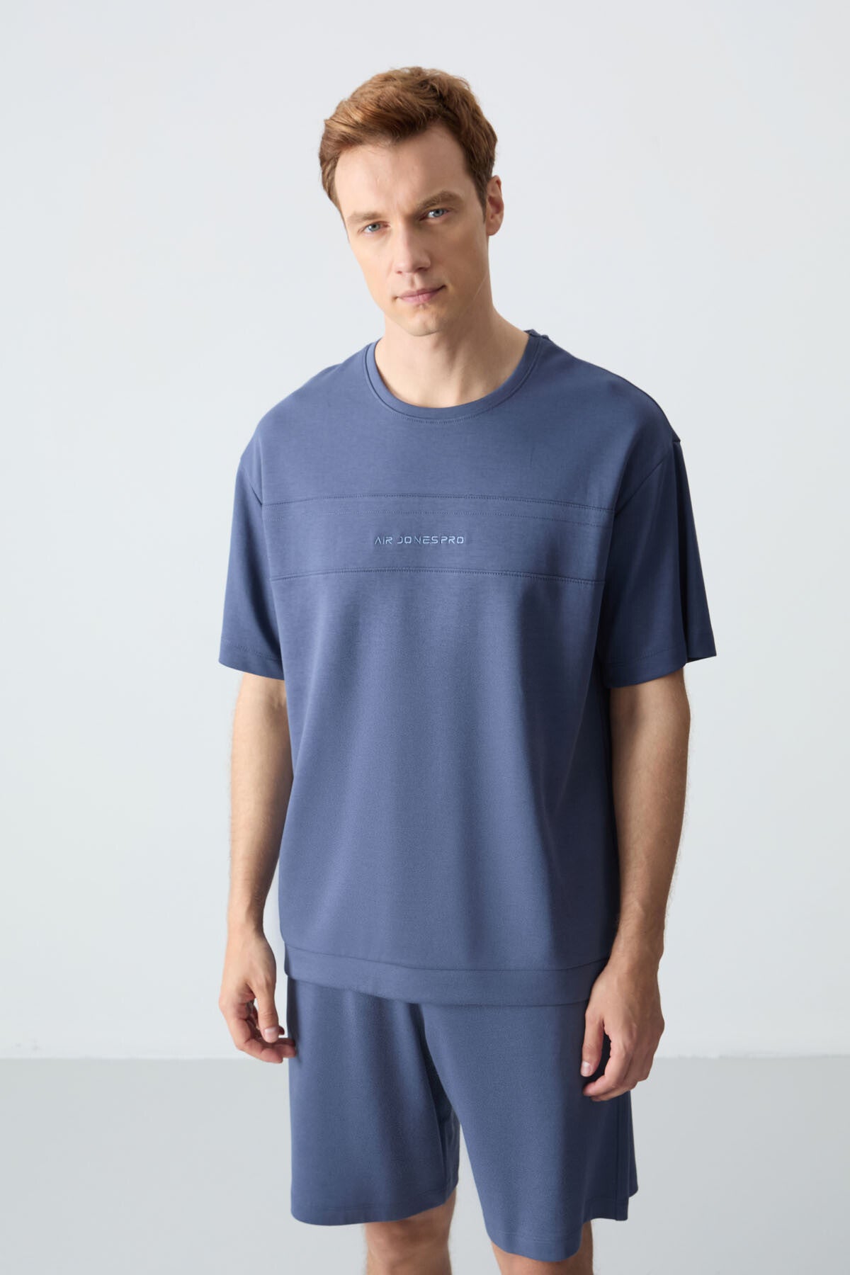 Petrol Cotton Thick Soft Textured Oversize Fit Basic Men's Shorts Set - 85257