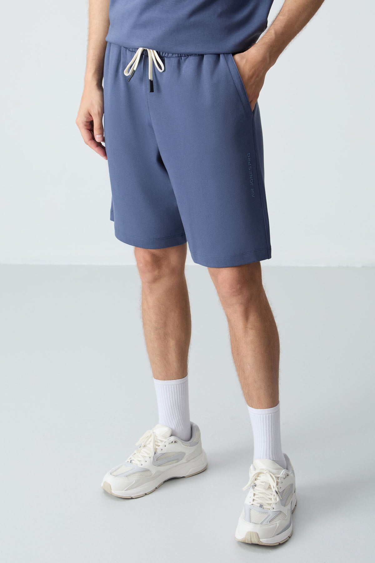 Petrol Cotton Thick Soft Textured Oversize Fit Basic Men's Shorts Set - 85257