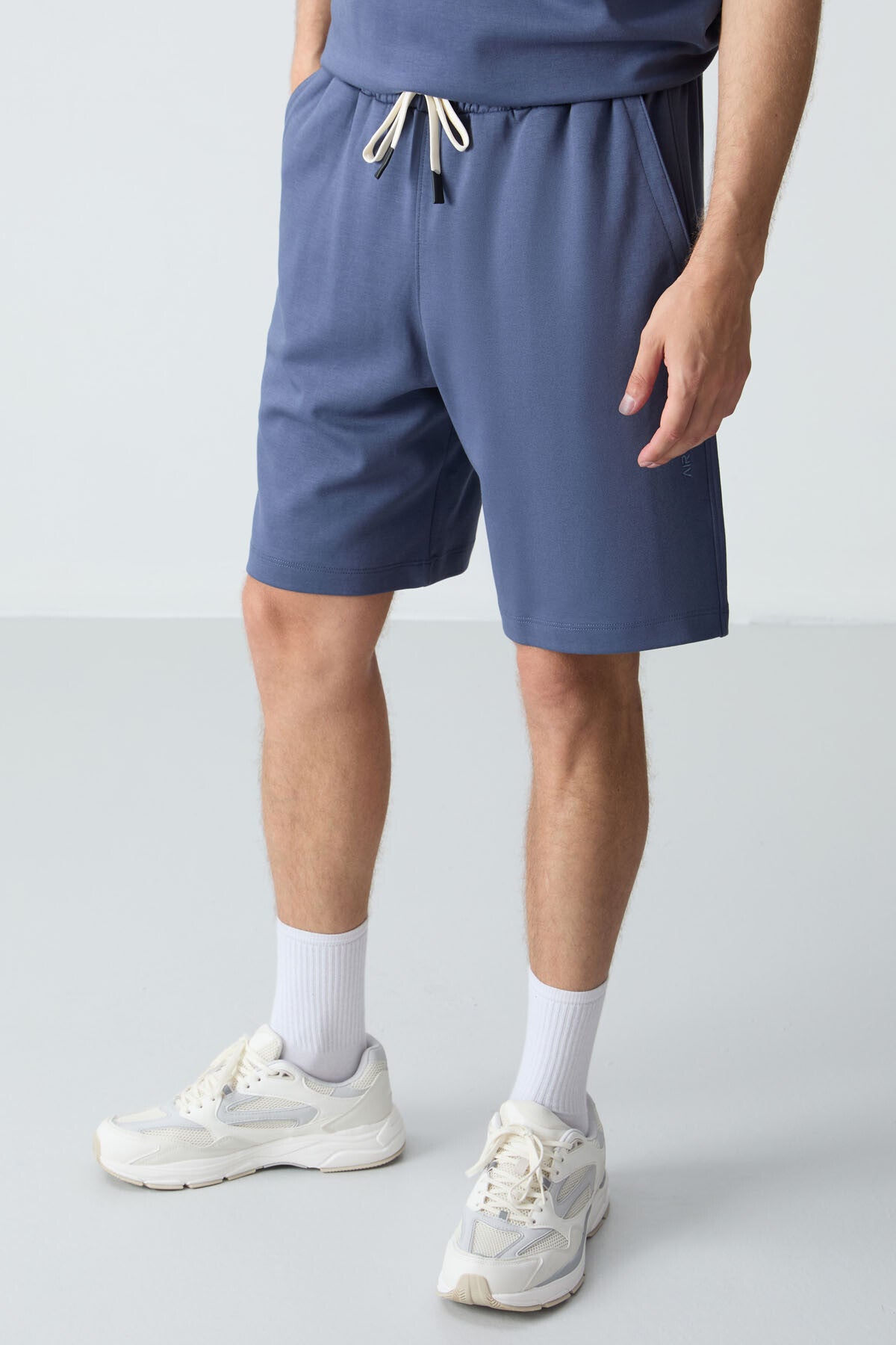 Petrol Cotton Thick Soft Textured Oversize Fit Basic Men's Shorts Set - 85257