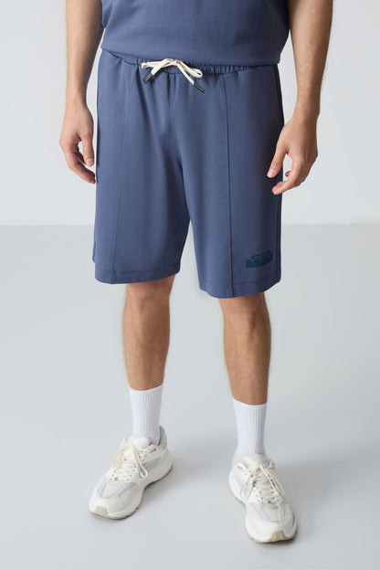 Petrol Cotton Thick Soft Textured Oversize Fit Basic Men's Shorts Set - 85259