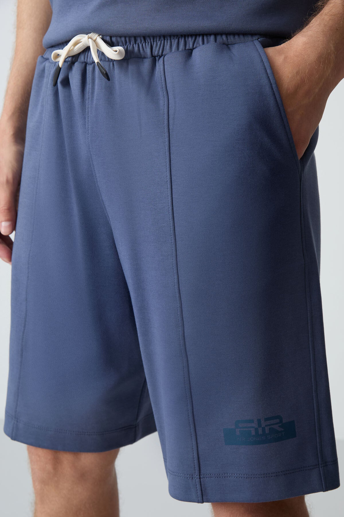 Petrol Cotton Thick Soft Textured Oversize Fit Basic Men's Shorts Set - 85259
