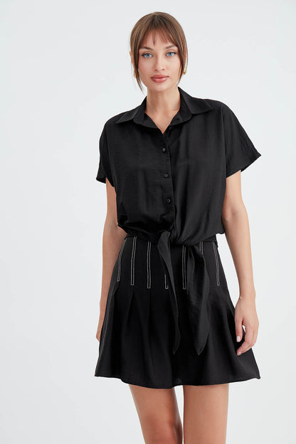 PLEATED MINI-SKIRT