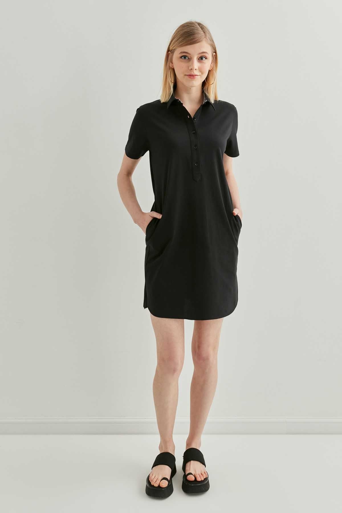POLO COLLAR SHORT SLEEVE DRESS