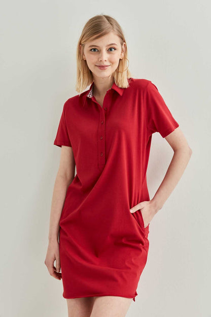 POLO COLLAR SHORT SLEEVE DRESS