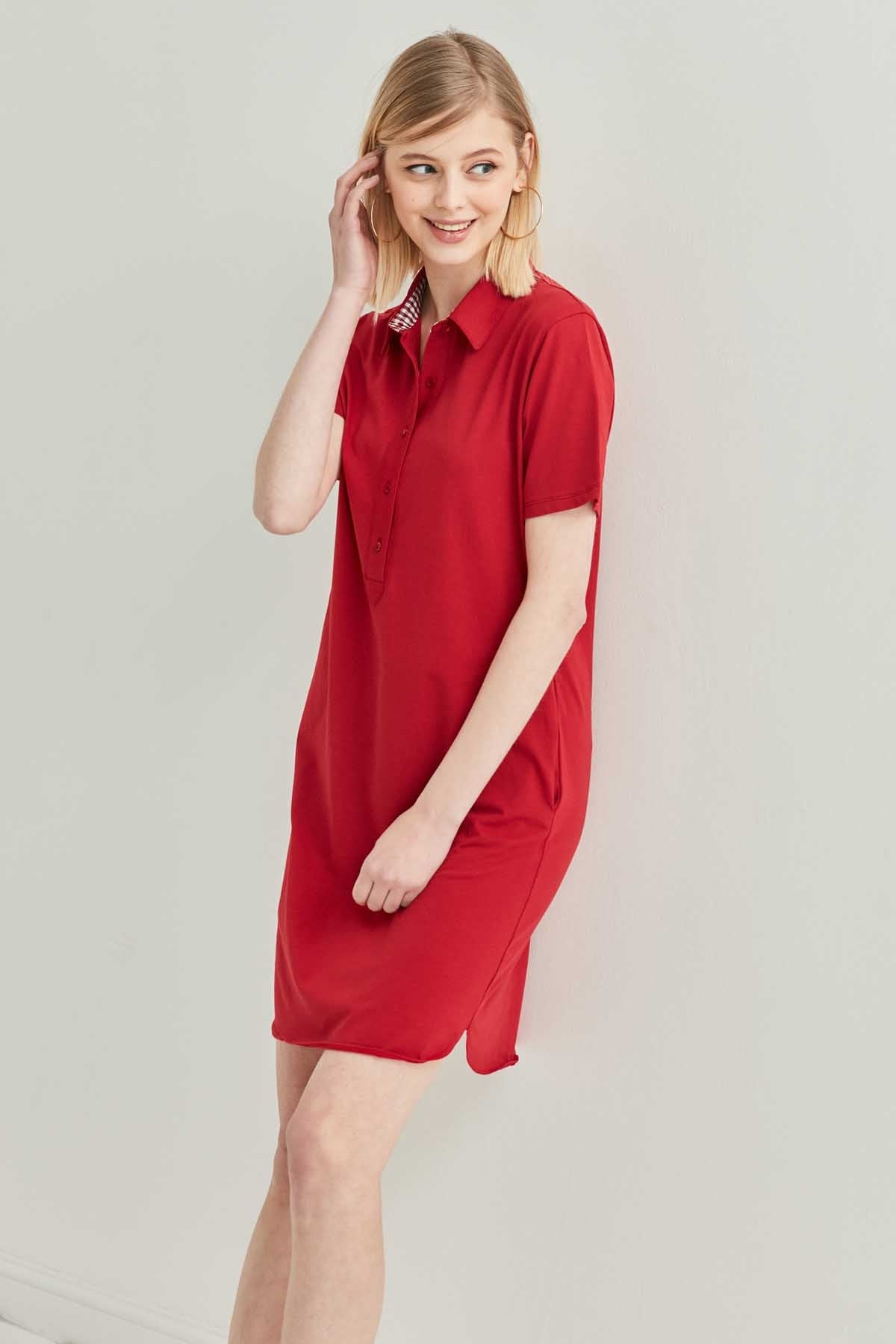 POLO COLLAR SHORT SLEEVE DRESS