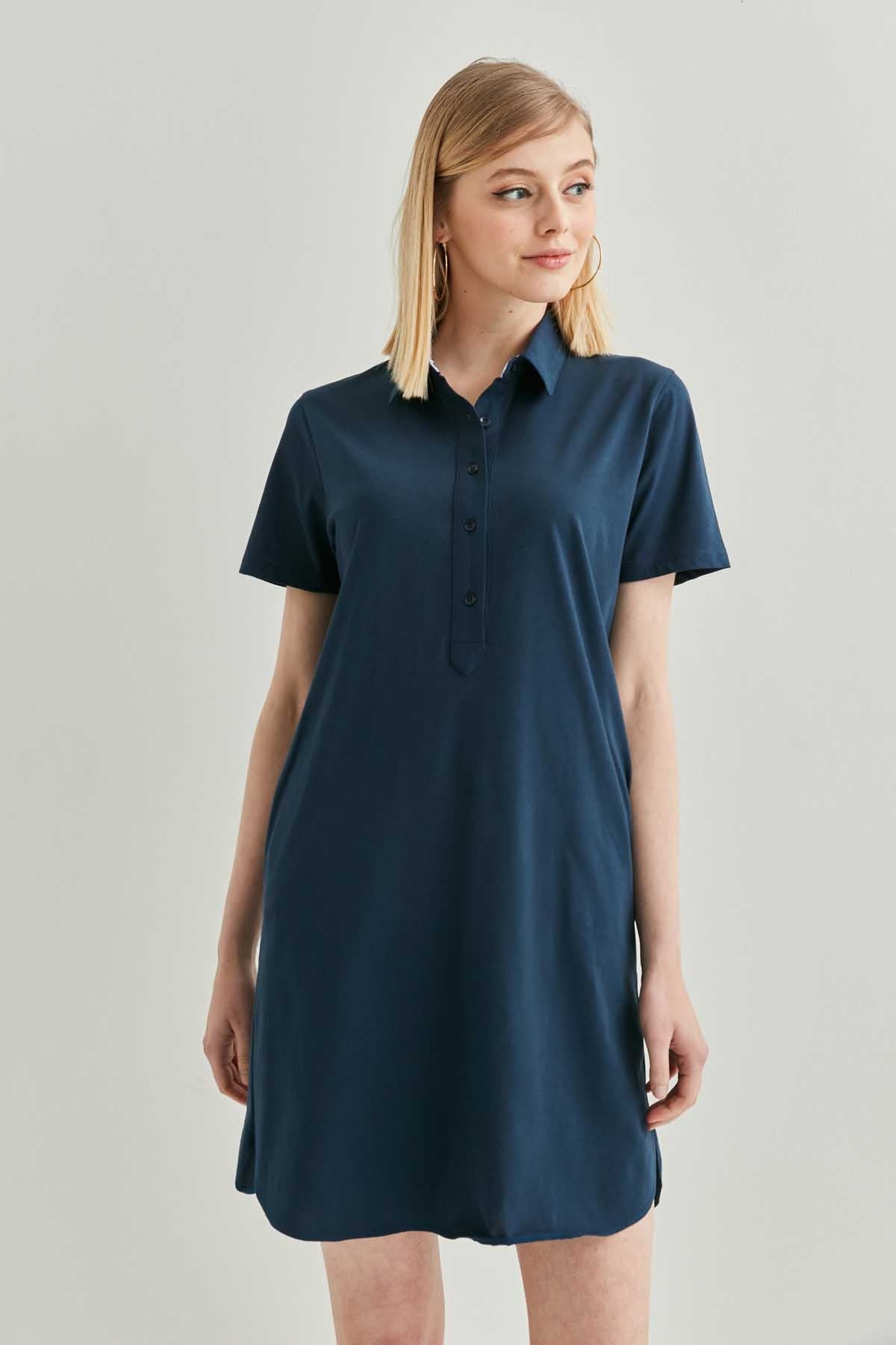 POLO COLLAR SHORT SLEEVE DRESS