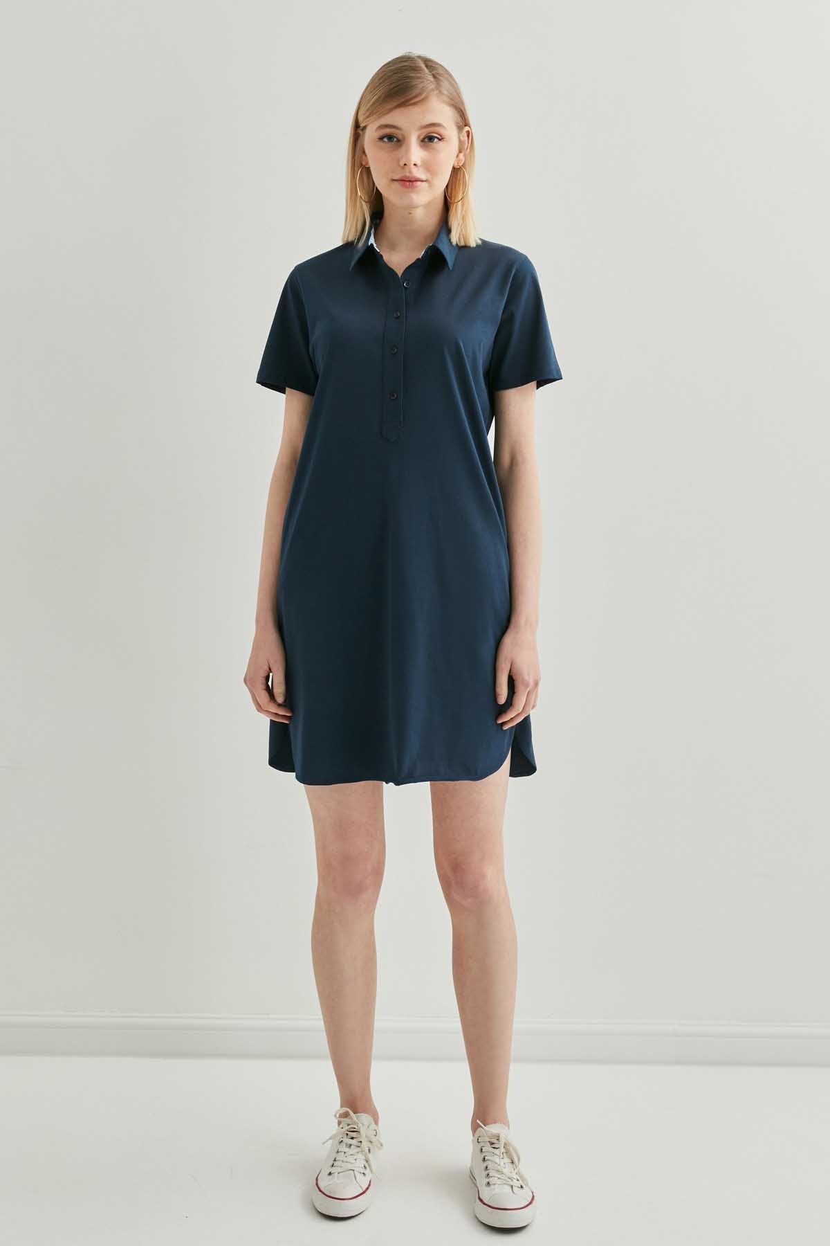 POLO COLLAR SHORT SLEEVE DRESS