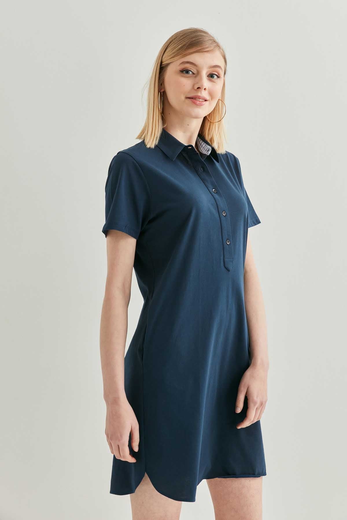 POLO COLLAR SHORT SLEEVE DRESS