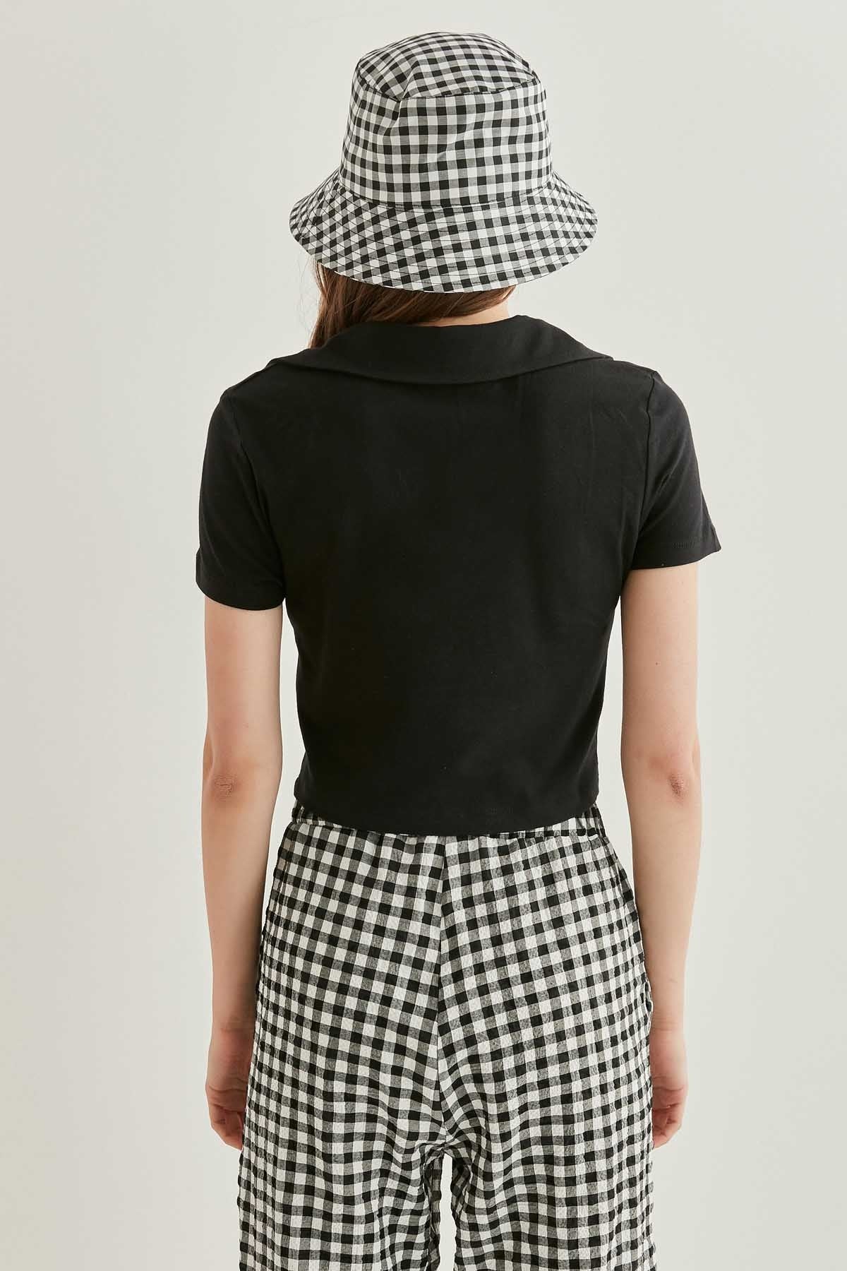 POLO COLLAR COTTON CROP T-SHIRT