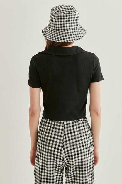 POLO COLLAR COTTON CROP T-SHIRT