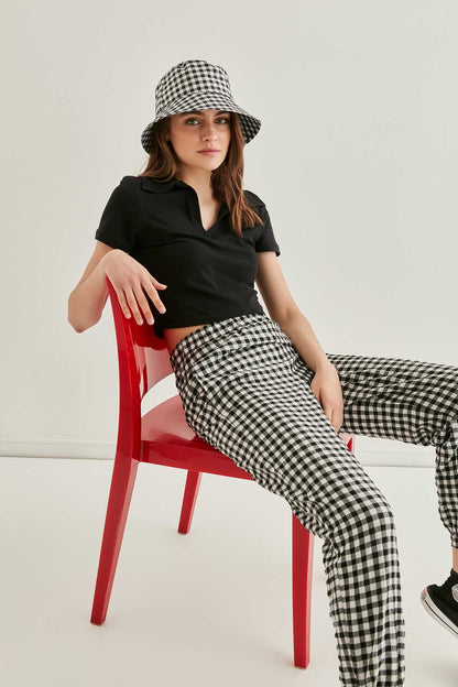 POLO COLLAR COTTON CROP T-SHIRT