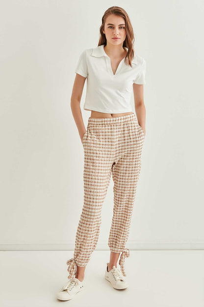 POLO COLLAR COTTON CROP T-SHIRT