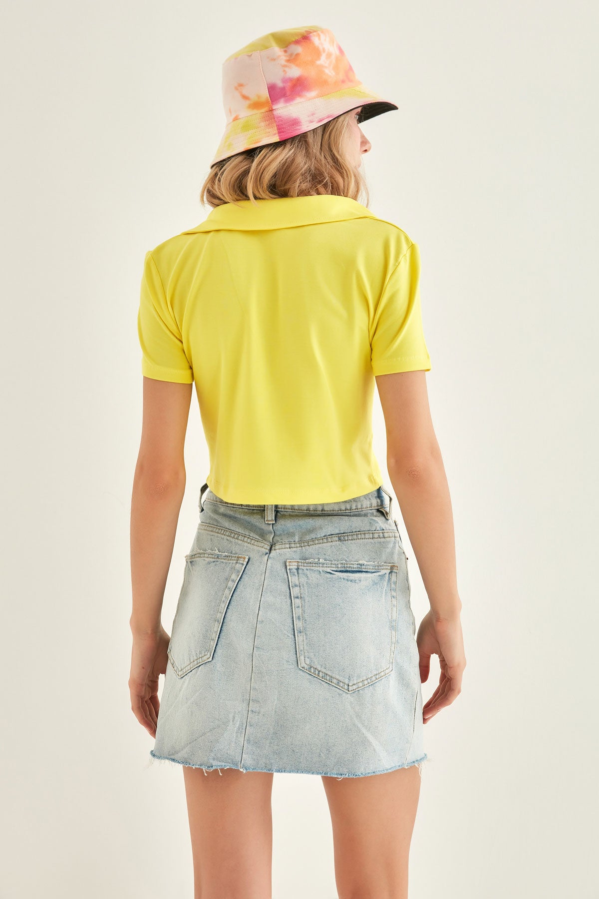 POLO COLLAR COTTON CROP T-SHIRT