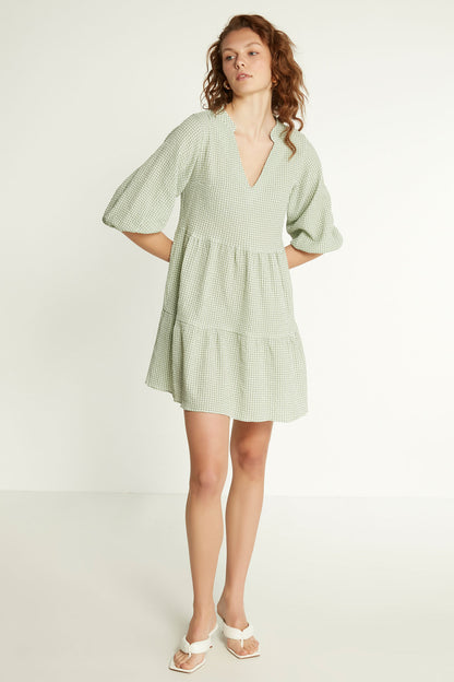 CHECKERED PATTERNED CLOTH DRESS