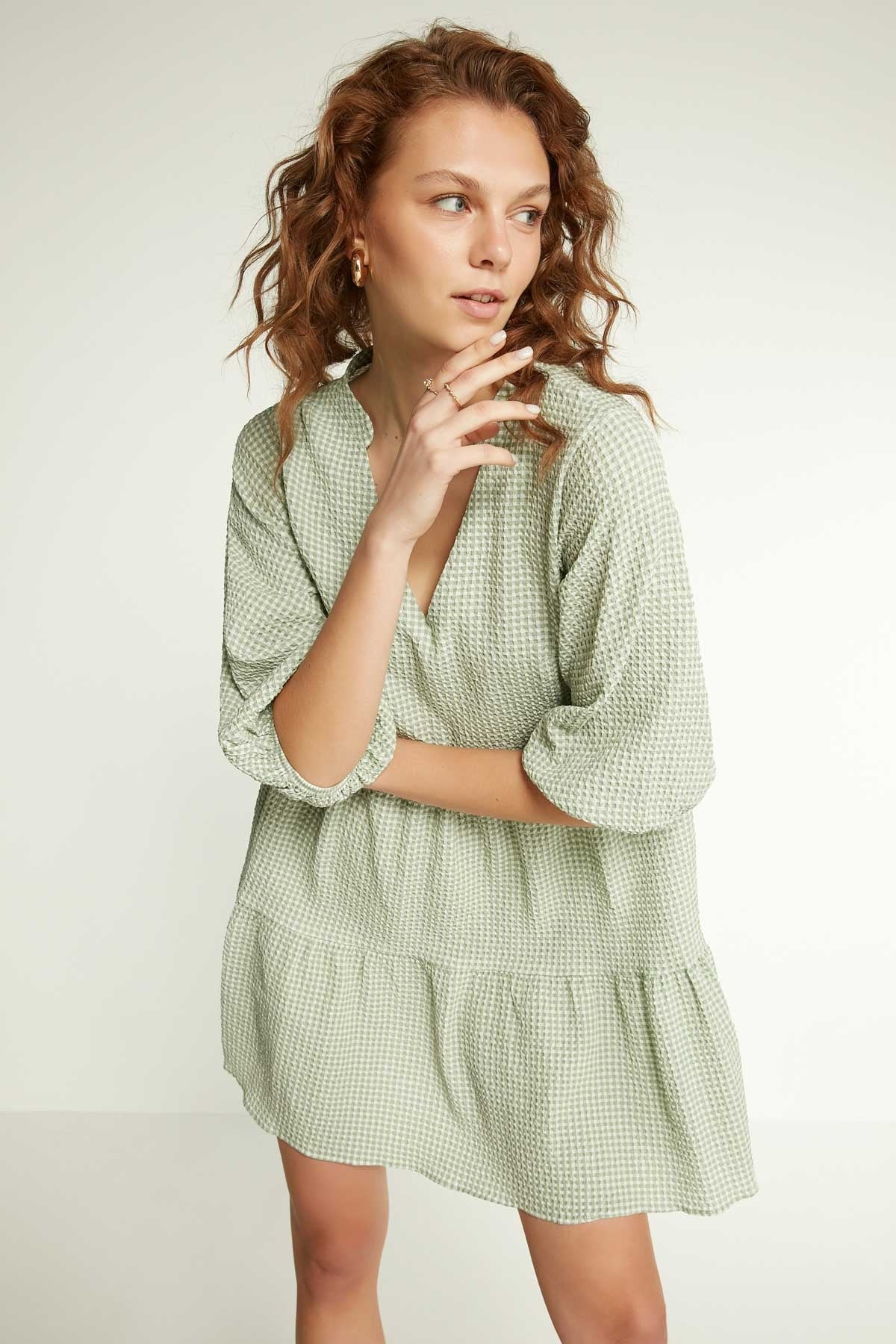 CHECKERED PATTERNED CLOTH DRESS